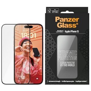 PanzerGlass Ceramic Protection iPhone 156.1 Ultra-Wide-Fit Screen Protection Easy Aligner Included 2837