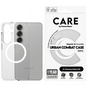 Etui CARE by PanzerGlass Flagship Urban  Combat White QI do Samsung Galaxy S25 przezroczysty