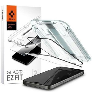 Spigen Glas.TR FC iPhone 15 Pro Max 6.7 EZ FIT 2 szt. szkło hartowane czarna ramka AGL06873