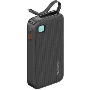 USAMS Powerbank ze zwijanym kablemRetractable Lightning 10000 mAh PD 20W Fast Charge XY Series czarny/black 10KCD22501 (US-CD225