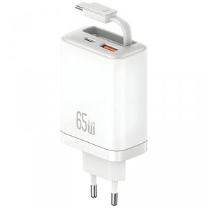Ładowarka sieciowa USAMS Xiang Series CC299 65W 1xUSB-C 1xUSB-A + kabel USB-C biały 