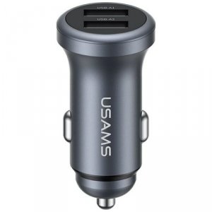 Ładowarka samochodowa USAMS CC320        Aluminium 2.4A 2xUSB-A tarnish
