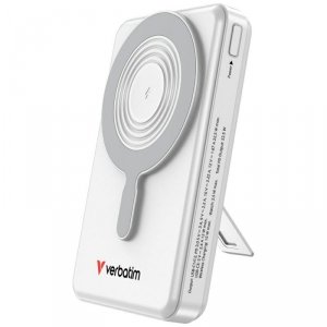 Powerbank Verbatim Charge n Go 10000mAh  z podstawką Magnetic Wireless wyświetlacz TFT 2xkabel USB-C srebrny 32273