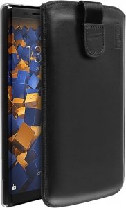Skórzane etui Mumbi typu wsuwka Case  czarne do wielu modeli telefonów. (15 x 1 x 8cm)