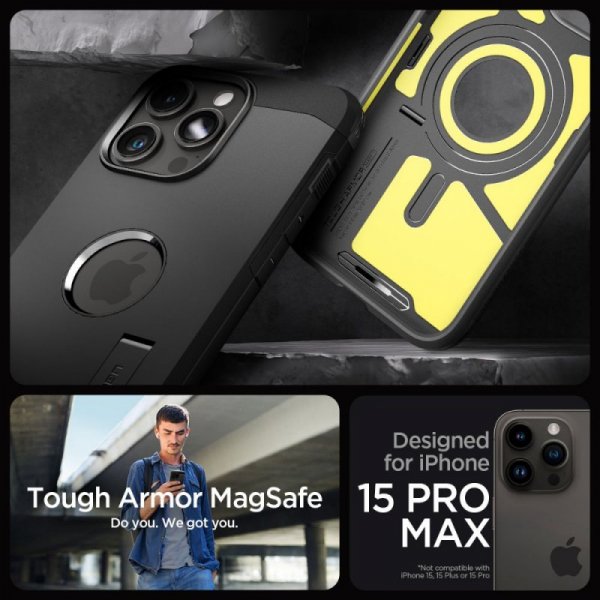 ETUI SPIGEN  TOUGH ARMOR MAG MAGSAFE IPHONE 15 PRO MAX BLACK