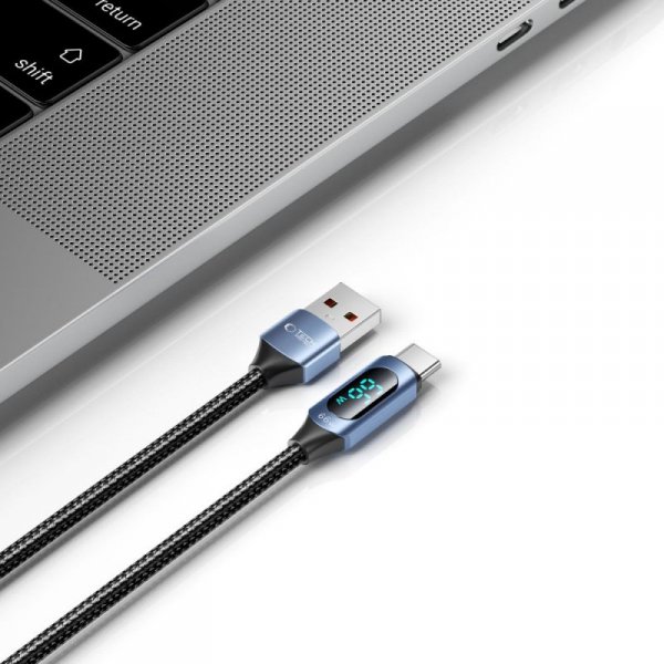 TECH-PROTECT ULTRABOOST LED TYPE-C KABEL  66W/6A 200CM BLUE