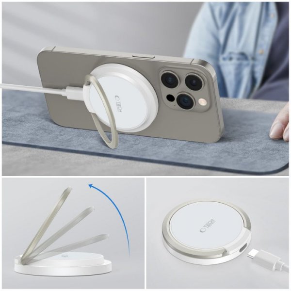 TECH-PROTECT QI15W-A33 MAGNETIC MAGSAFE WIRELESS CHARGER WHITE