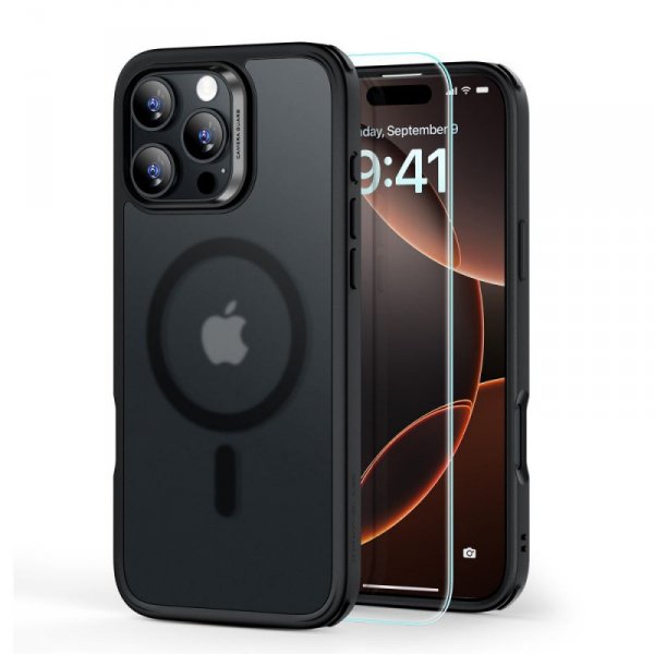 Etui MagSafe iPhone 16 Pro Max ESR Classic Hybrid Matowe Czarne + Szkło Zestaw