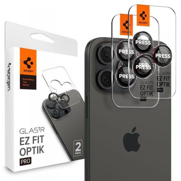 OSŁONA APARATU SPIGEN OPTIK PRO L-SERIES GLAS.TR ”EZ FIT” CAMERA PROTECTOR 2-PACK IPHONE 14 PRO / PRO MAX / 15 PRO / PRO MAX / 1