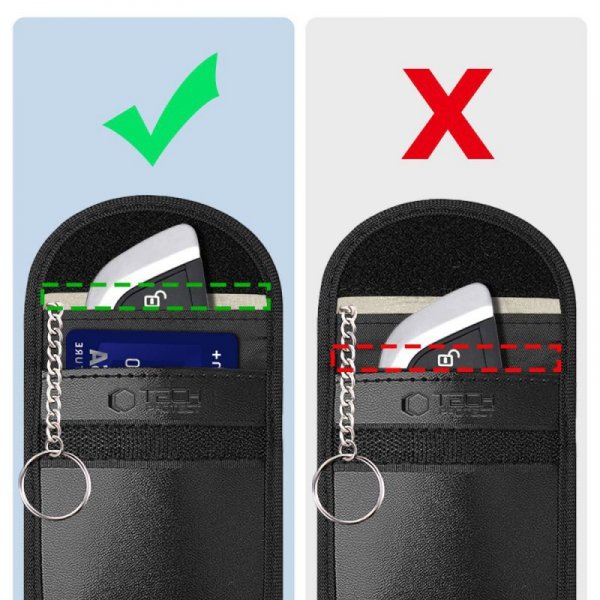 KLATKA FARADAYA ETUI TECH-PROTECT  KLR100 POUCH KEYLESS RFID SIGNAL BLOCKER CASE BLACK