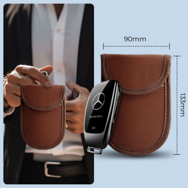 KLATKA FARADAYA ETUI TECH-PROTECT  KLR100 POUCH KEYLESS RFID SIGNAL BLOCKER CASE ESPRESSO