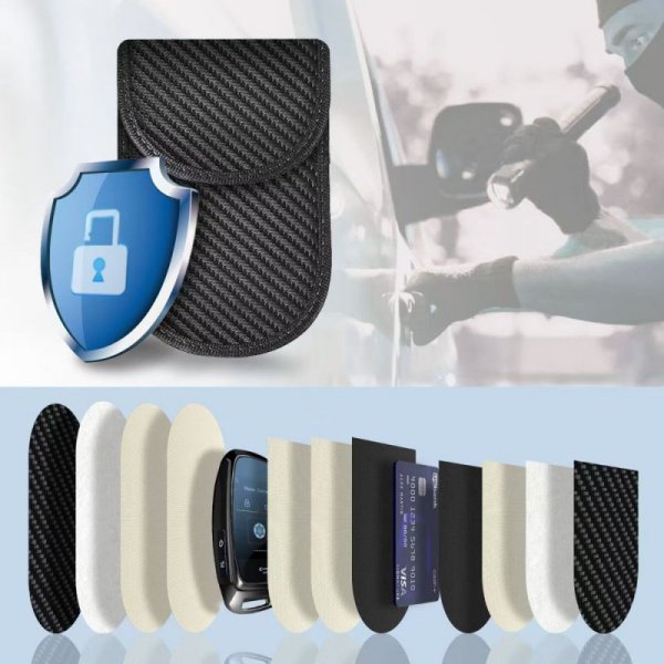 KLATKA FARADAYA ETUI TECH-PROTECT  KLR100 POUCH KEYLESS RFID SIGNAL BLOCKER CASE CARBON