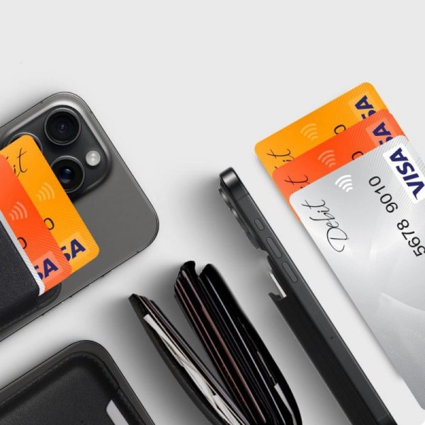 OTWIERANE KSIĄŻKOWE ETUI FUTERAŁ TECH-PROTECT  MAGWALLET MAGSAFE UNIVERSAL MAGNETIC CARD HOLDER BLACK