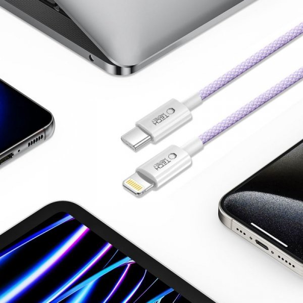 TECH-PROTECT ULTRABOOST LITE LIGHTNING KABEL  PD27W/3A 100CM MAUVE