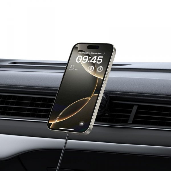 TECH-PROTECT MM15W-V5 MAGNETIC MAGSAFE CD & VENT CAR MOUNT WIRELESS CHARGER 15W BLACK/BLACK