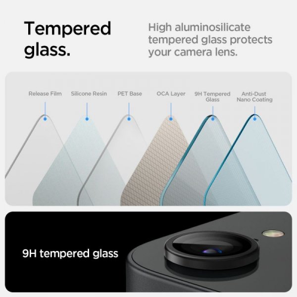Osłona Aparatu Spigen Optik Pro Glas.tR "EZ Fit" 2-Pack do iPhone 16e – Czarny (Black)