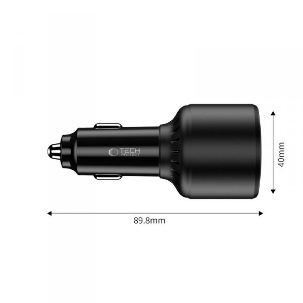 TECH-PROTECT CC04 3-PORT CAR CHARGER PD 130W BLACK