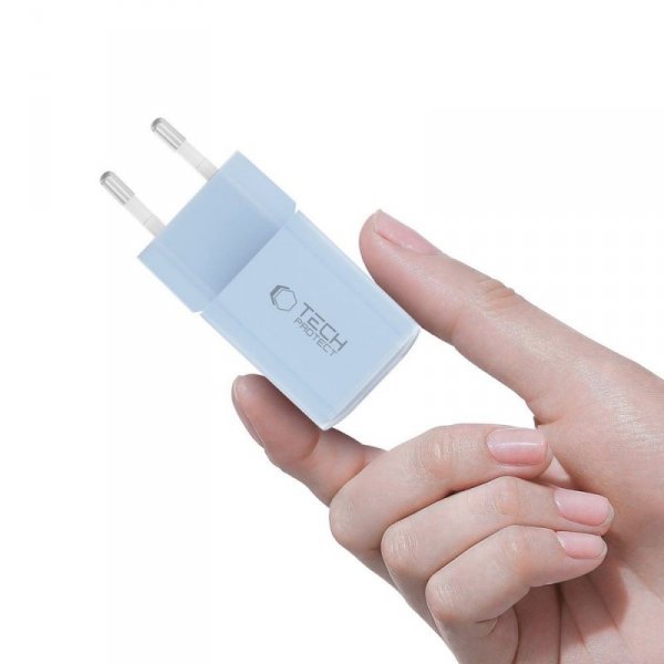 TECH-PROTECT NCM33W 2-PORT NETWORK CHARGER PD 33W / QC3.0 BABY BLUE