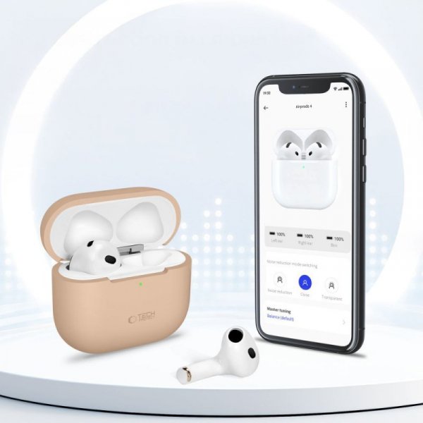 Etui silikonowe TECH-PROTECT SILICONE APPLE AIRPODS 4 CAFFE LATTE