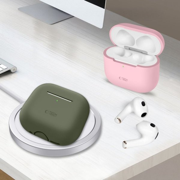 Etui silikonowe TECH-PROTECT SILICONE APPLE AIRPODS 4 CRAYON GREY