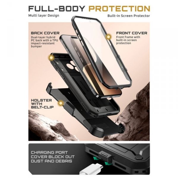 Supcase Unicorn Beetle Pro Pancerne Etui Pancerne 360 do iPhone 17 Pro Max Czarne