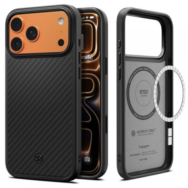 Etui Spigen Enzo Aramid „T” Mag MagSafe do iPhone 17 Pro – Czarny (Black)