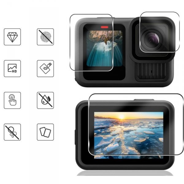 SZKŁO HARTOWANE TECH-PROTECT GLASS FIT+ 2-SET GOPRO HERO 9 / 10 / 11 / 12 CLEAR