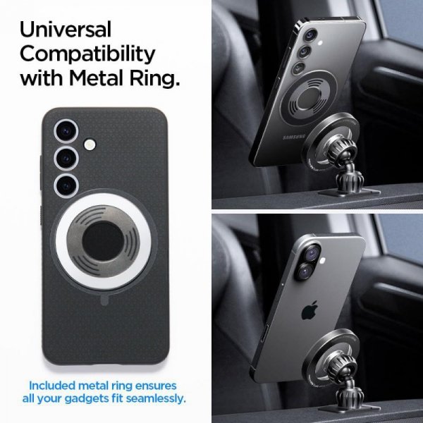 Spigen MFT13 MagSafe Silver – Elegancki Uchwyt Samochodowy 2w1 (Kratka &amp; Kokpit)