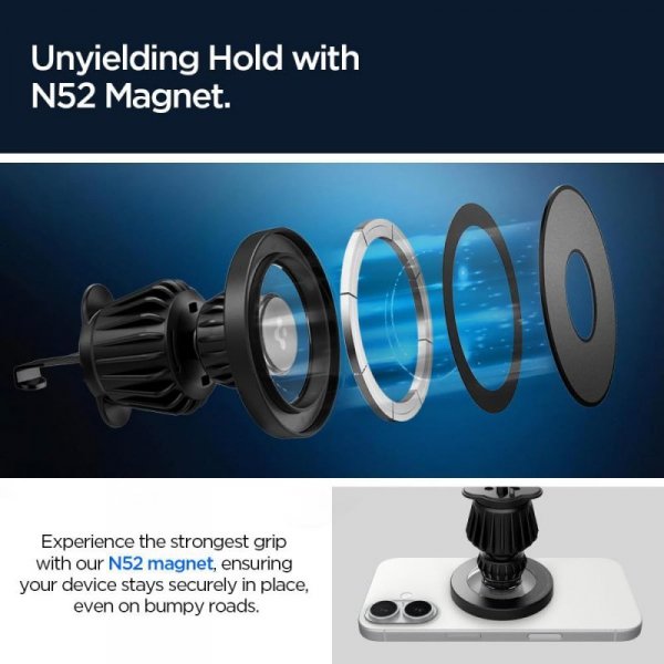 Spigen MFT13 MagSafe – Uniwersalny Uchwyt Samochodowy 2w1 (Szyba, Kokpit i Kratka)