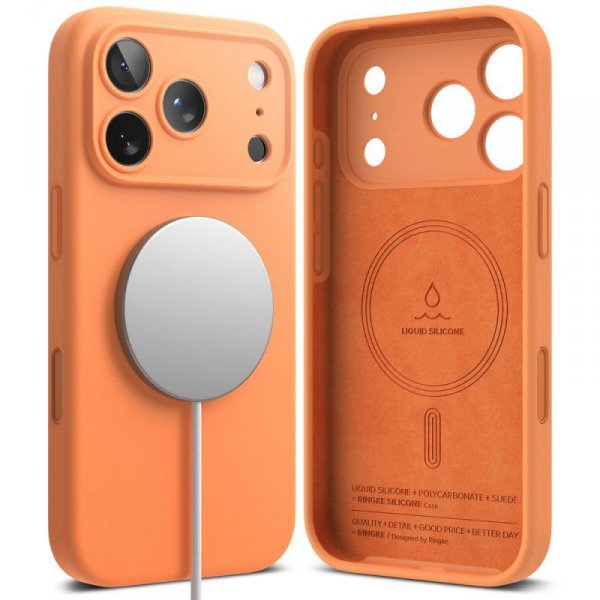 Etui Ringke Silicone Magnetic do iPhone 17 Pro – Tangerine (MagSafe) Pomarańczowe