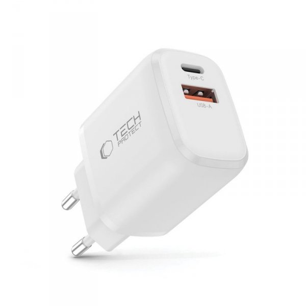 TECH-PROTECT NCA20 2-PORT NETWORK CHARGER PD 20W / QC3.0 WHITE