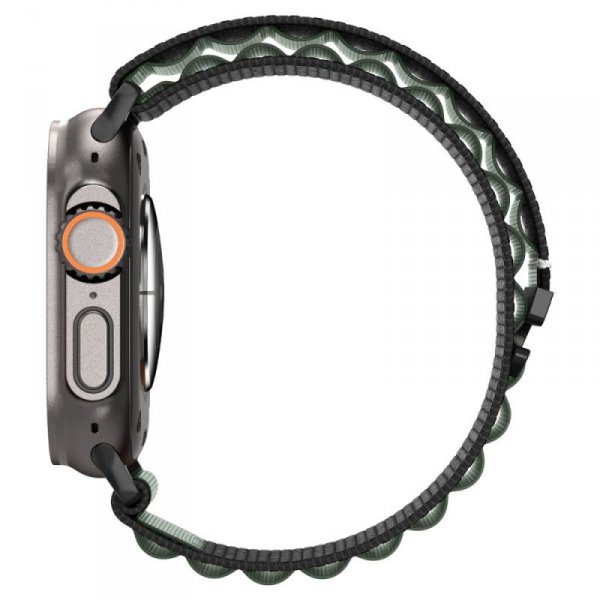 Spigen WBF1 Pasek tkaninowy / opaska materiałowa Apple Watch Ultra 49 mm | Series 11/10 46 mm | 9/8/7/SE 45/44 mm – Czarno-zielony