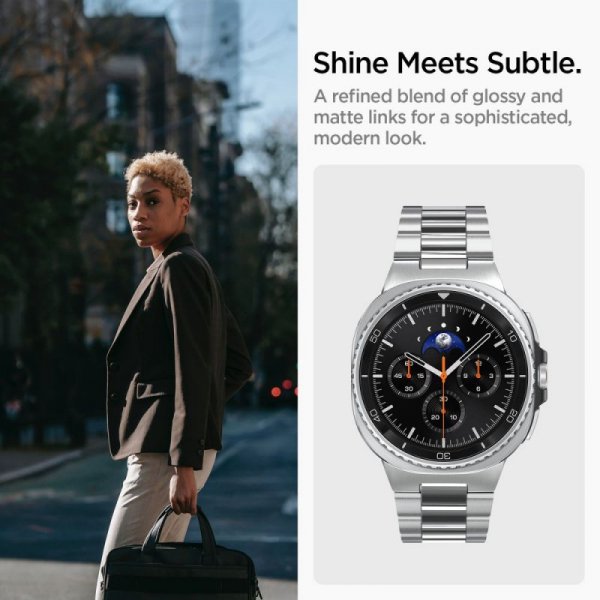 Spigen Modern Fit 316L Bransoleta stalowa Samsung Galaxy Watch 8 / Watch 8 Classic 40mm 44mm 46mm Srebrna