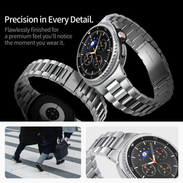 Spigen Modern Fit 316L Bransoleta stalowa Samsung Galaxy Watch 8 / Watch 8 Classic 40mm 44mm 46mm Srebrna