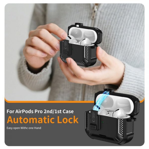 Etui Magnetyczne Tech-Protect Carbonox MagSafe do AirPods Pro 3 Black (Czarny)