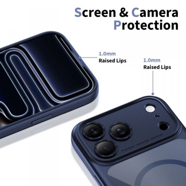Tech-Protect MagPeak MagSafe CC do iPhone 17 Pro Max – Przezroczyste Etui Ochronne – Deep Blue