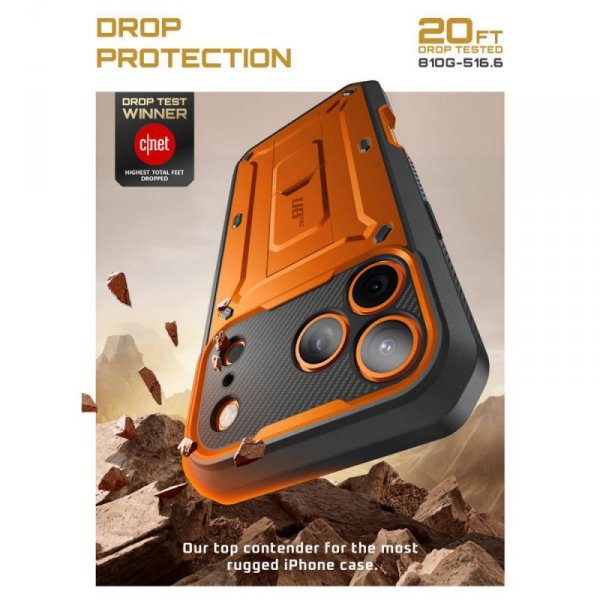 Supcase Unicorn Beetle Pro Etui Pancerne 360 do iPhone 17 Pro Max Koralowe + Klips
