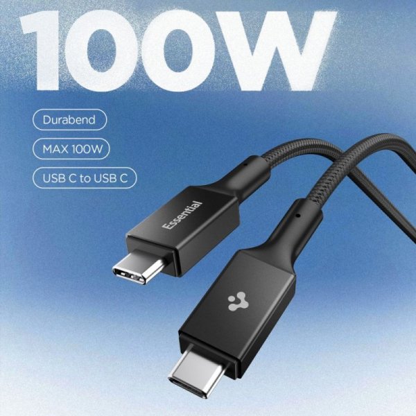 Kabel USB-C do USB-C Spigen 100W 1m Szybkie Ładowanie – Czarny