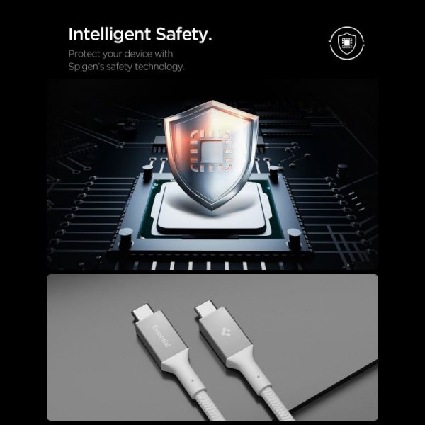 Kabel USB-C do USB-C Spigen 100W 1m Szybkie Ładowanie – Biały