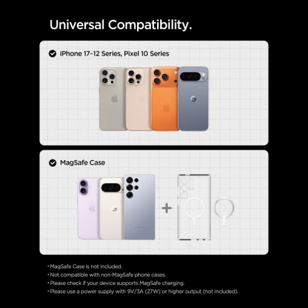 Uchwyt do Kratki Spigen EV15MAQ: Bezprzewodowa Ładowarka Samochodowa MagSafe 15W Qi2 (Black)