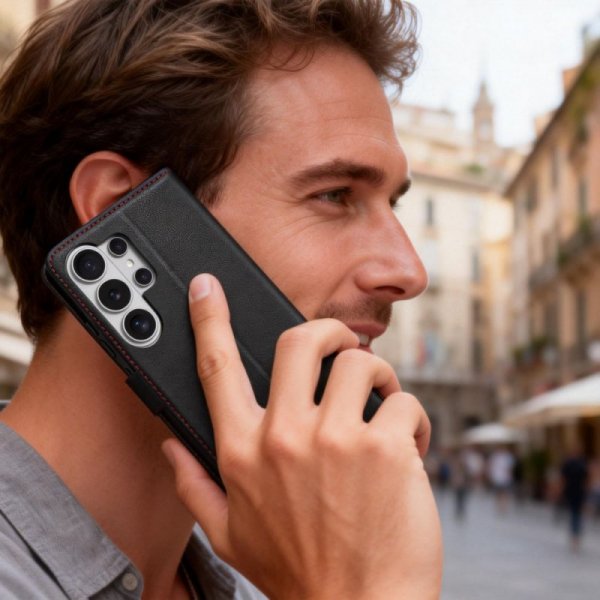 Etui z klapką Samsung Galaxy S26 Ultra Portfel Skórzane Czarno-Czerwone