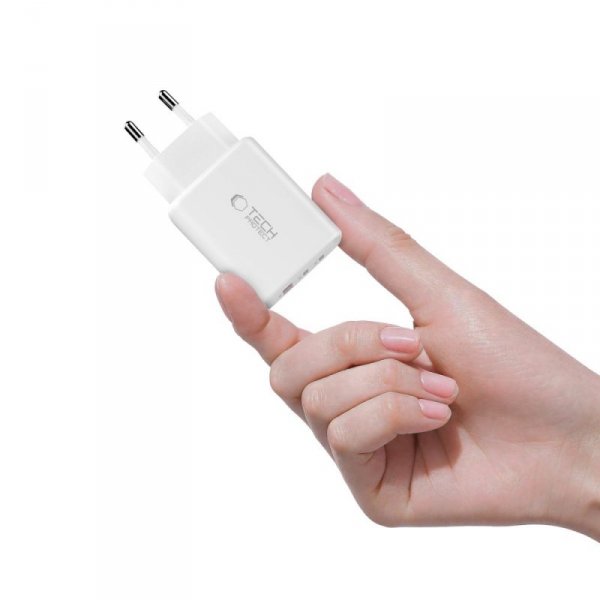 Ładowarka Sieciowa Tech-Protect NCA65W-GaN 3-Port PD 65W White