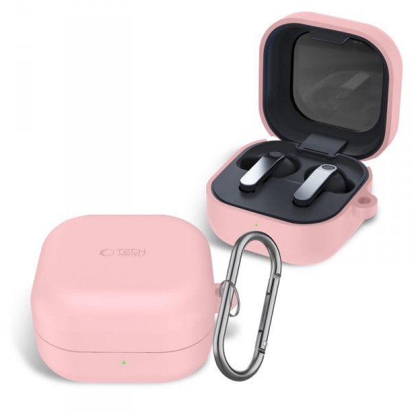 Etui do Galaxy Buds 4 / 4 Pro Silikonowe z Karabińczykiem Pudrowy Róż