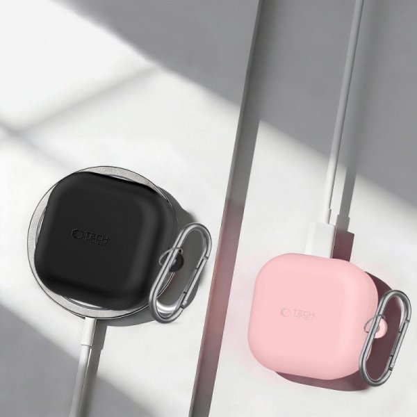Etui do Galaxy Buds 4 / 4 Pro Silikonowe z Karabińczykiem Pudrowy Róż