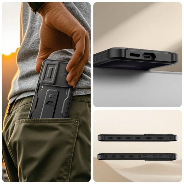 Etui 360 do Samsung Galaxy S26 Kevlar Cam+ Pancerne + Folia na Ekran Czarny Mat