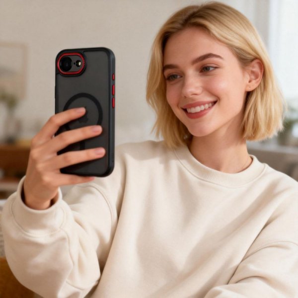 Etui Tech-Protect MagCam MagSafe do iPhone 16e / 17e Matte Black/Red