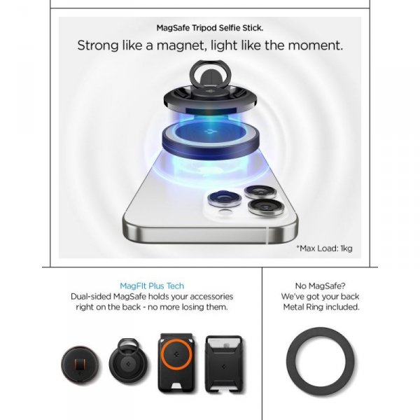Spigen S581W MagSafe Selfie Stick Tripod – Bluetooth – Czarny