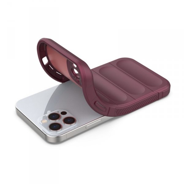 Magic Shield Case etui do iPhone 12 Pro elastyczny pancerny pokrowiec burgundowy