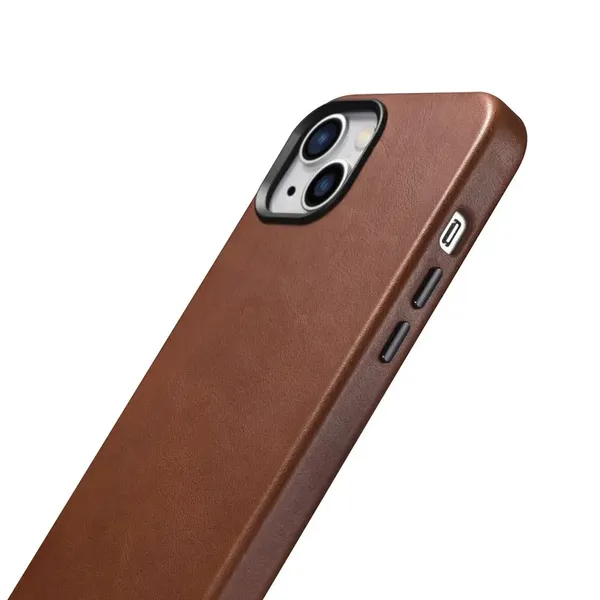 iCarer Oil Wax Premium Leather Case skórzane etui iPhone 14 Plus magnetyczne z MagSafe brązowy (WMI14220703-RB)