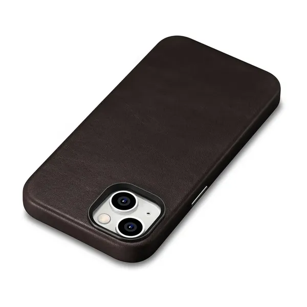 iCarer Oil Wax Premium Leather Case skórzane etui iPhone 14 Plus magnetyczne z MagSafe brązowy (WMI14220703-BN)